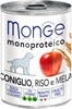 Monge Monoproteico Fruits – Монобелковый паштет для собак из кролика с рисом и яблоками (0.4 кг) 1 шт.